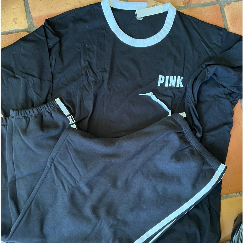 Vs pink classic pants long sleeve campus ringer tee shirt black xxl - Picture 4 of 12